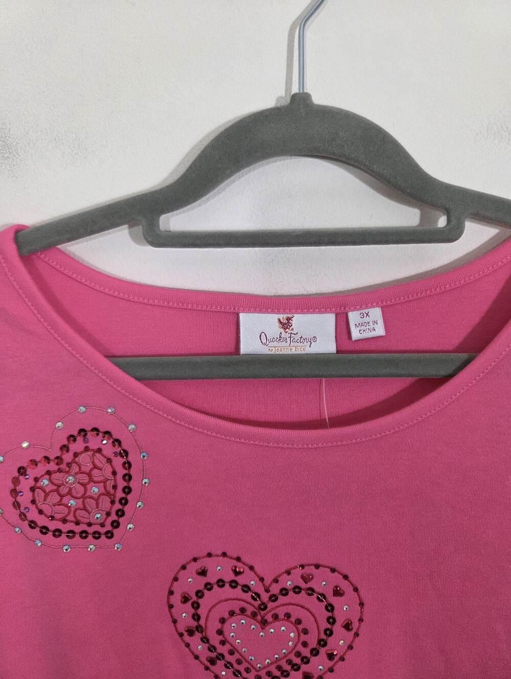 NWT Quacker Factory Be Mine Rhinestone Top Pink Size 3X Valentines Day Hearts - Picture 4 of 10